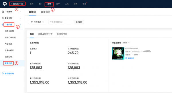 抖音直播分析报表